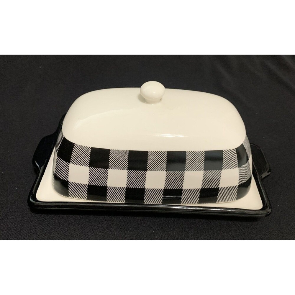 Hobby Lobby Fleamarket Finds Collection Buffalo Plaid Butter Dish FarmHouse